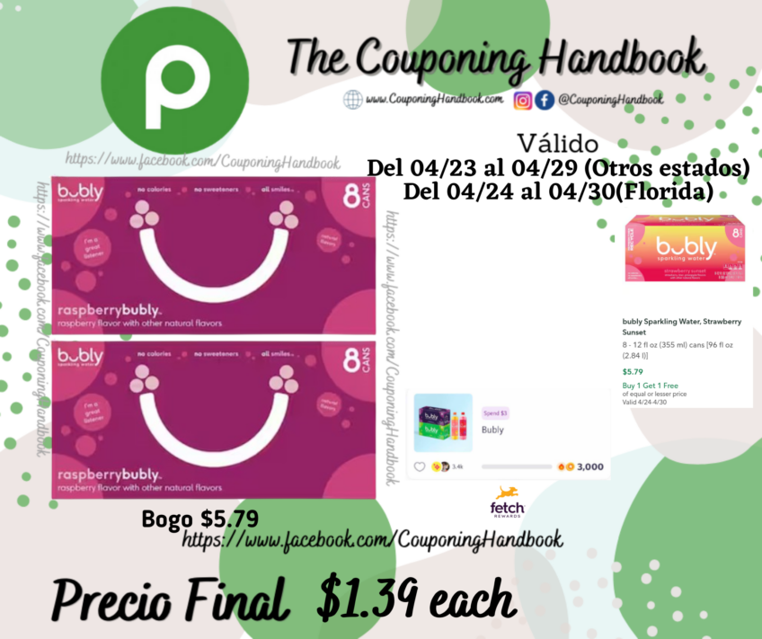 bubly Sparkling Water por $1.39