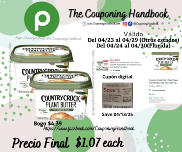 Country Crock Dairy Free Vegan Plant Butter with Olive Oil Tub por $1.07