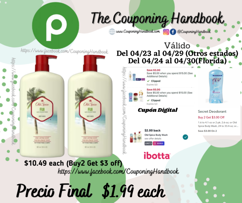 Old Spice Body Wash, Fiji por $1.99