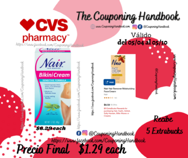 Nair Hair Remover Bikini Cream with Green Tea por $1.29