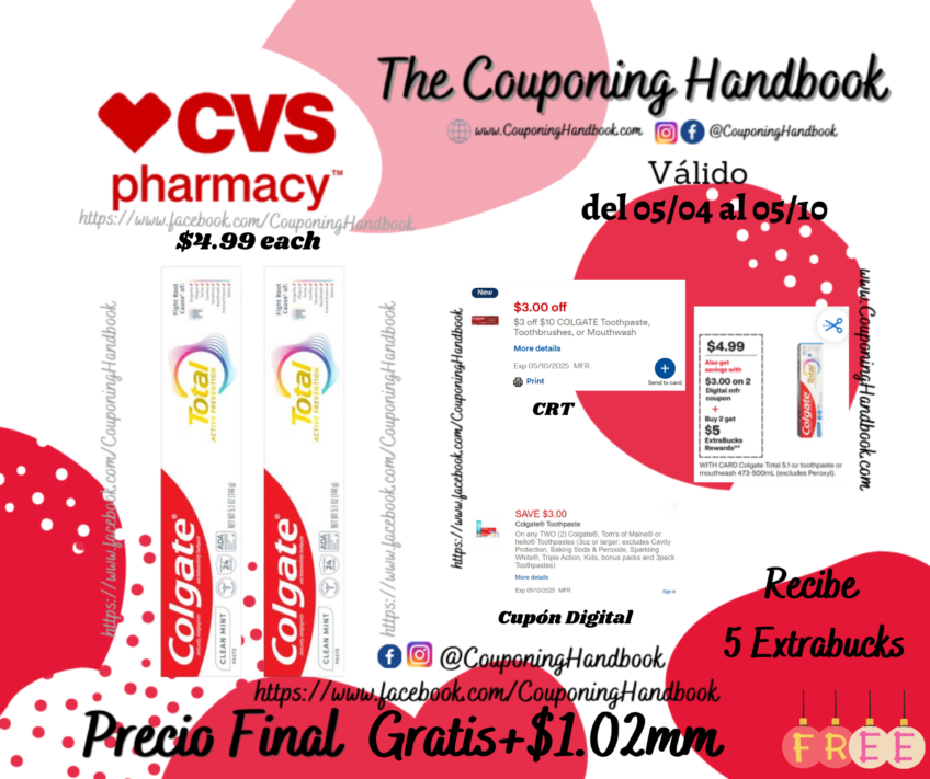 02 Colgate Total Active Prevention Toothpaste, Whitening Gel, 5.1 OZ, 1 Pack Gratis