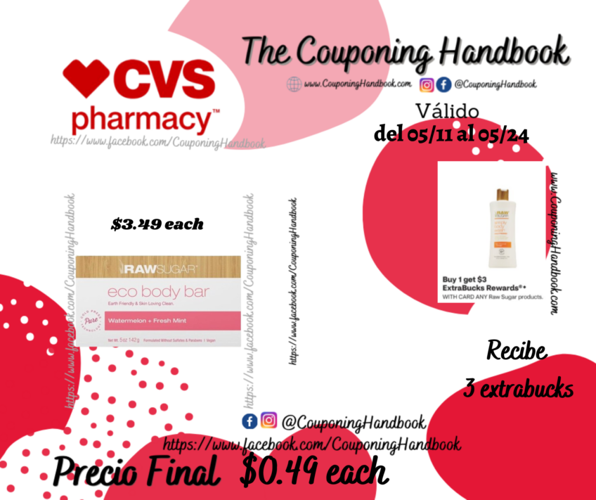 Raw Sugar Eco Bar Soap, Watermelon + Fresh Mint, 5 OZ por $0.49