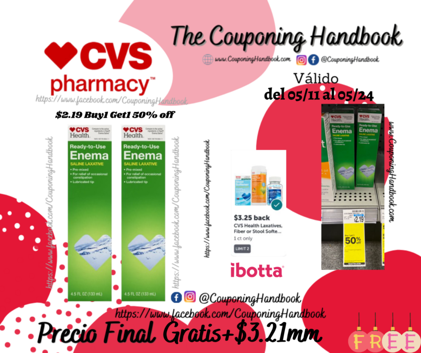 02 CVS Health Ready-to-Use Enema Saline Laxative Gratis