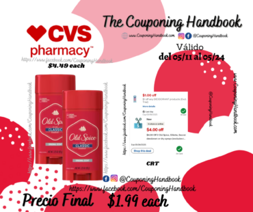 Old Spice Classic 24-Hour Deodorant Stick por $2.49