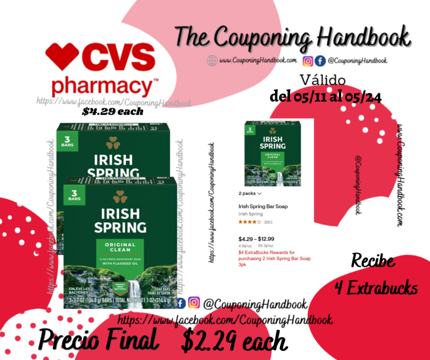 Irish Spring Bar Soap por $2.29