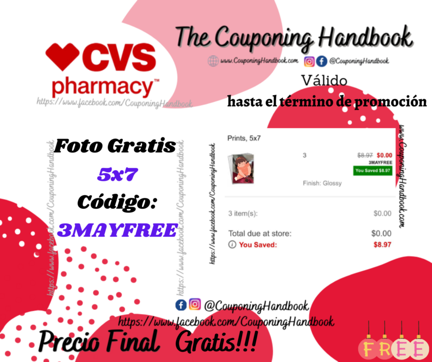 03 Fotos de 5×7 Gratis en CVS