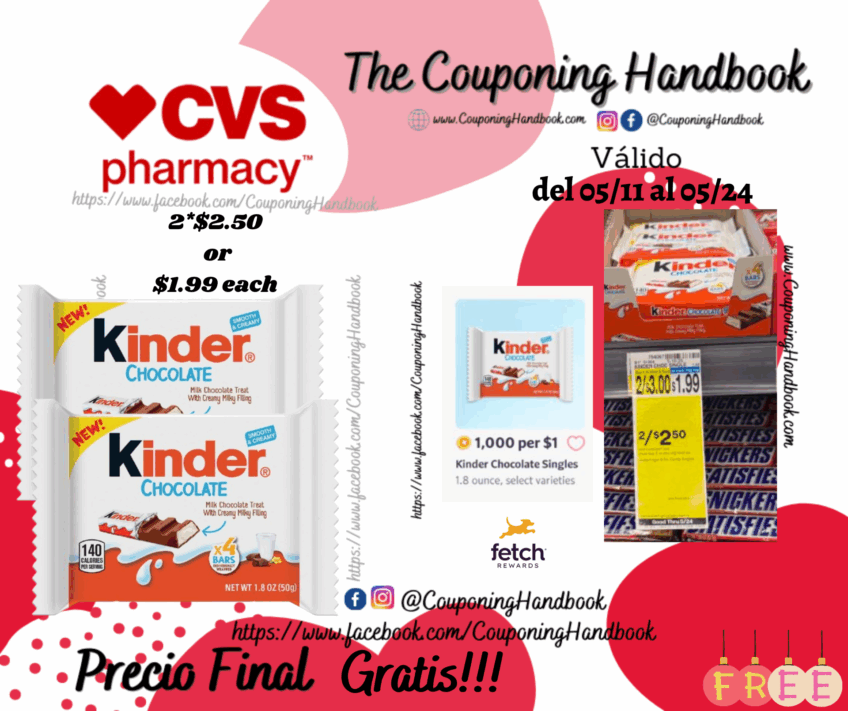 02 Kinder Chocolate Single 1.8 oz Gratis