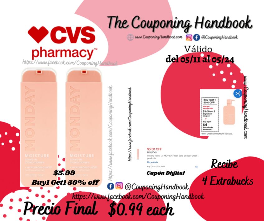 MONDAY Leave In Conditioner, 5 OZ por $0.99