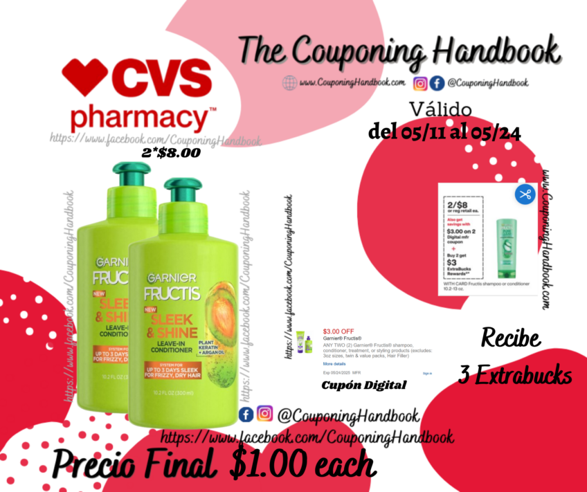 Garnier Fructis Sleek & Shine Intensely Smooth Leave-In Conditioning Cream por $1.00