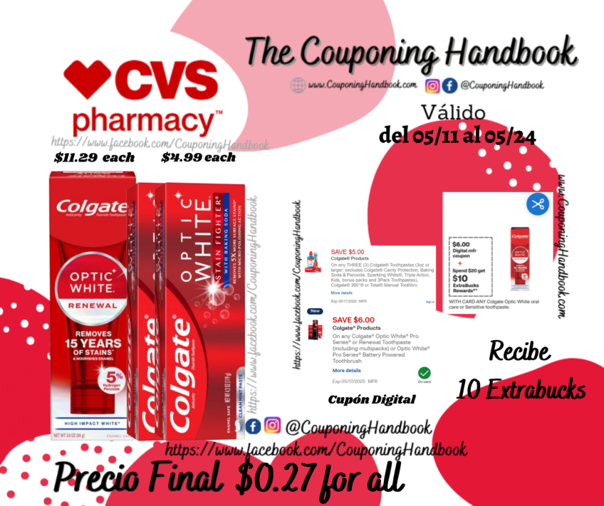 03 Productos Colgate Optic white por $0.27