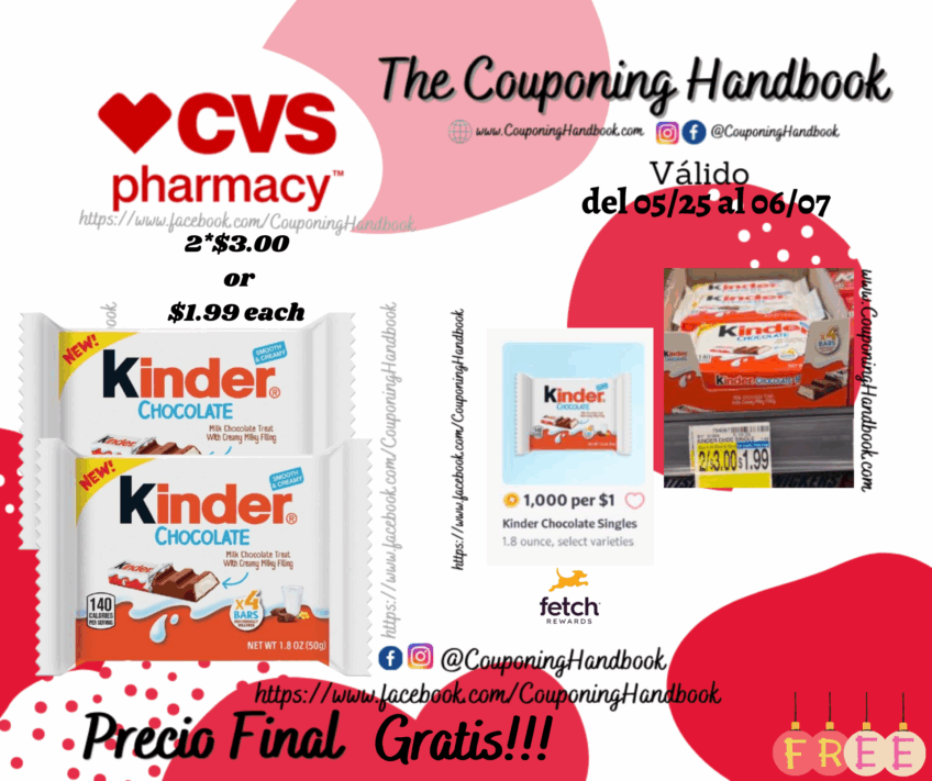02 Kinder Chocolate Single 1.8 oz Gratis