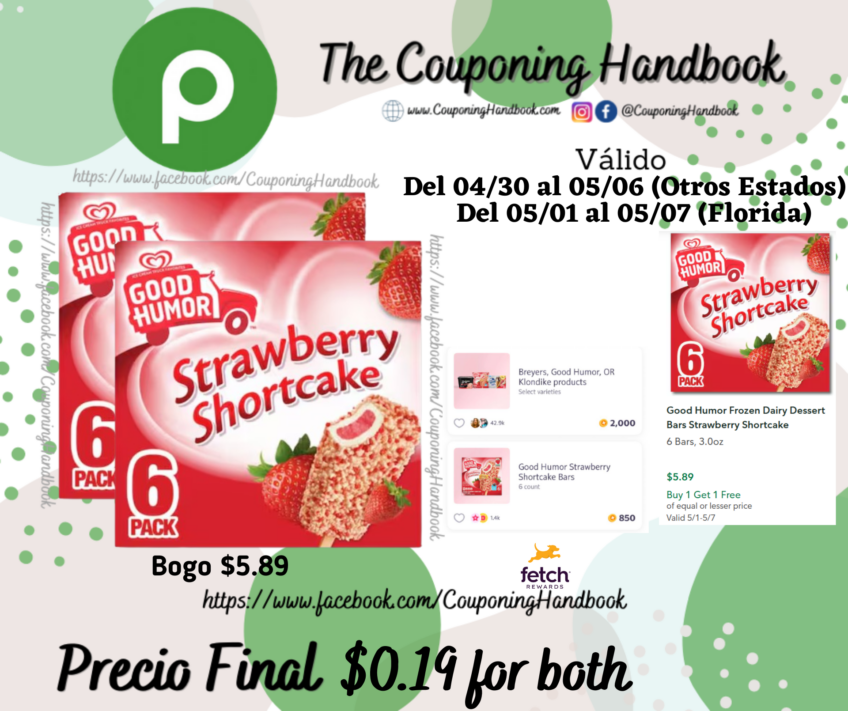 02 Good Humor Frozen Dairy Dessert Bars Strawberry Shortcake por $0.19