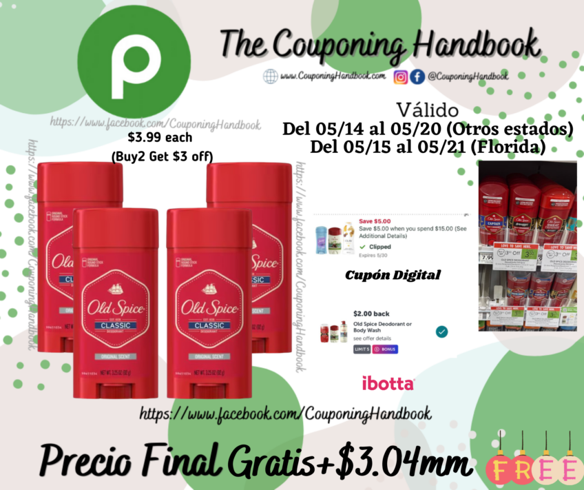 04 Old Spice Classic Original Scent Deodorant for Men, 3.25 oz Gratis