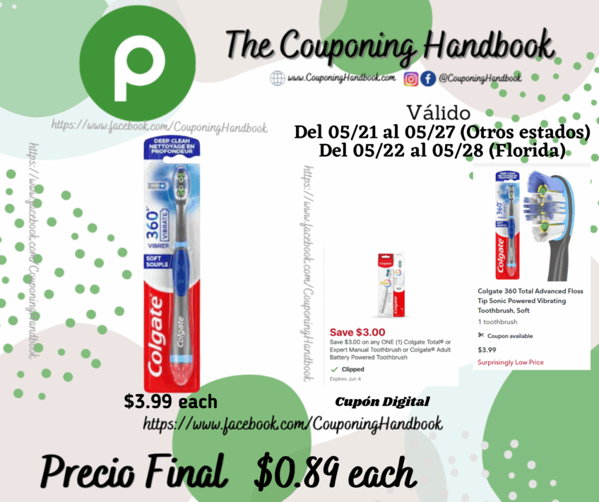 Colgate 360 Total Advanced Floss Tip Sonic Powered Vibrating Toothbrush, Soft por $0.99