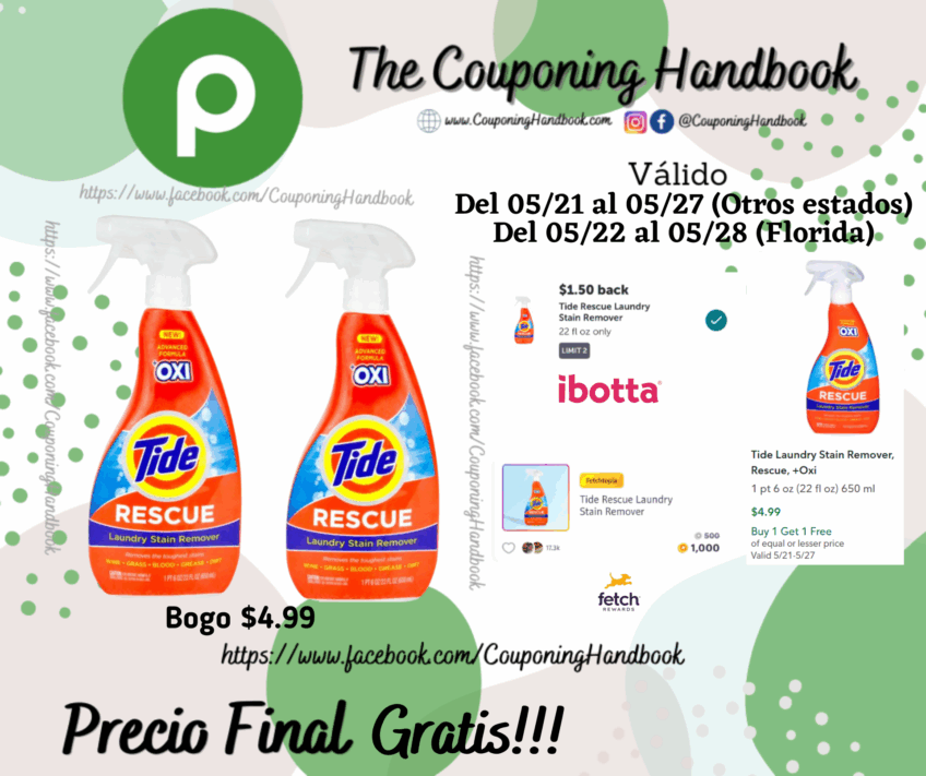 02 Tide Laundry Stain Remover, Rescue, +Oxi Gratis