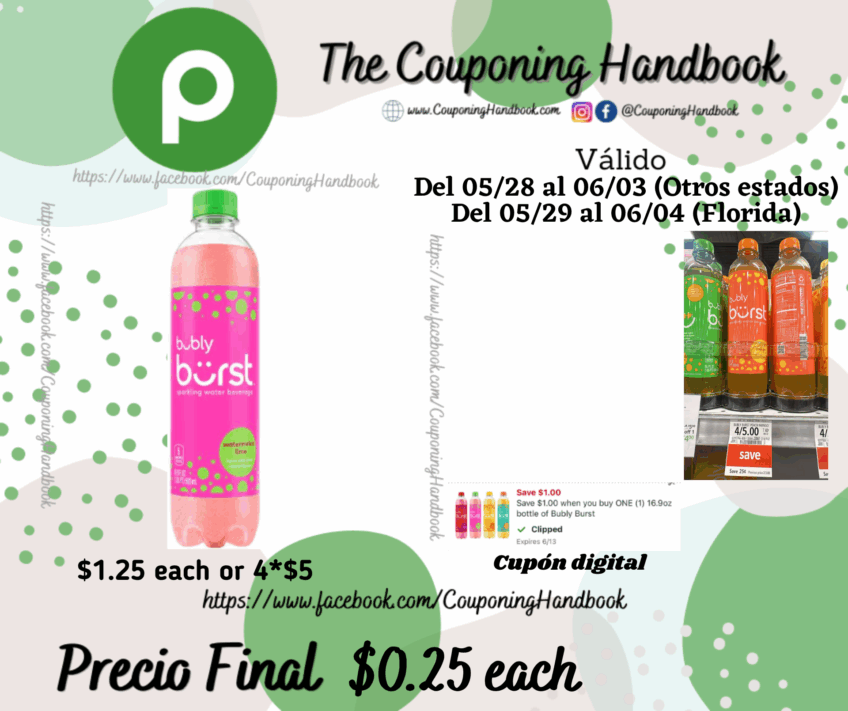 bubly Burst Water Beverage Sparkling por $0.25