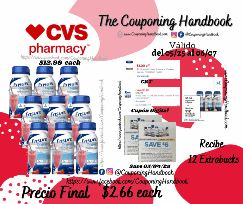 Ensure Original Nutrition Shake, 6 CT por $2.66