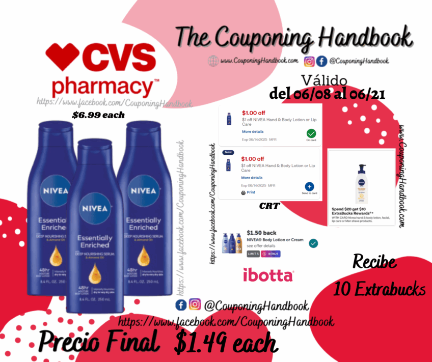 NIVEA Essentially Enriched Body Lotion, 8.4 OZ por $1.49