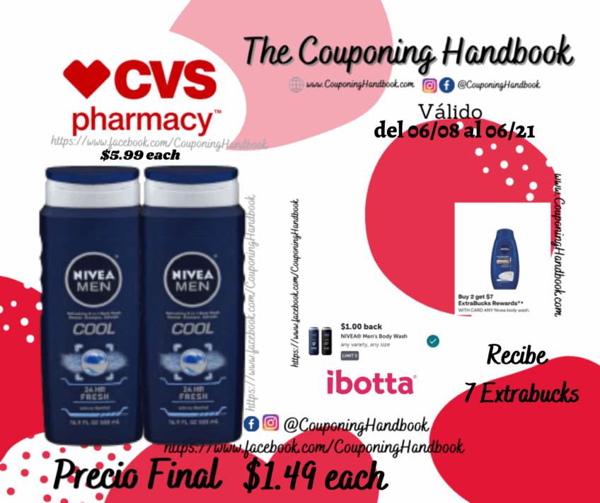 NIVEA Men’s Body Wash, 16.9 OZ por $1.49