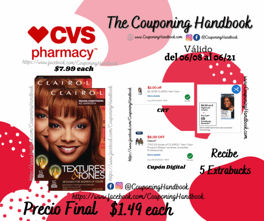 Clairol Professional Textures & Tones Hair Color por $1.49