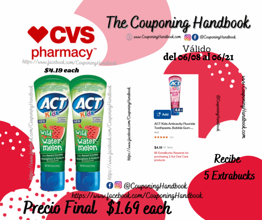 ACT Kids Fluoride Toothpaste por $1.69