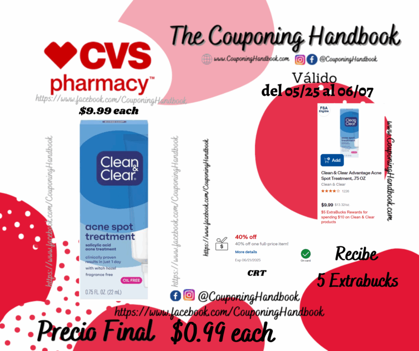 Clean & Clear Advantage Acne Spot Treatment, .75 OZ por $0.99