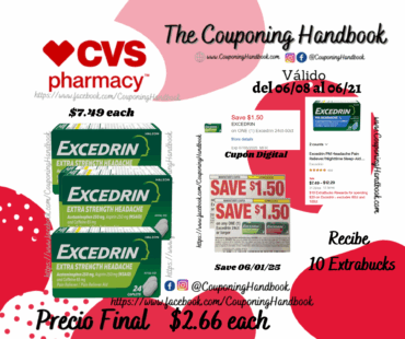 Excedrin Extra Strength Headache Pain Relief Caplets, 24 Count por $2.66