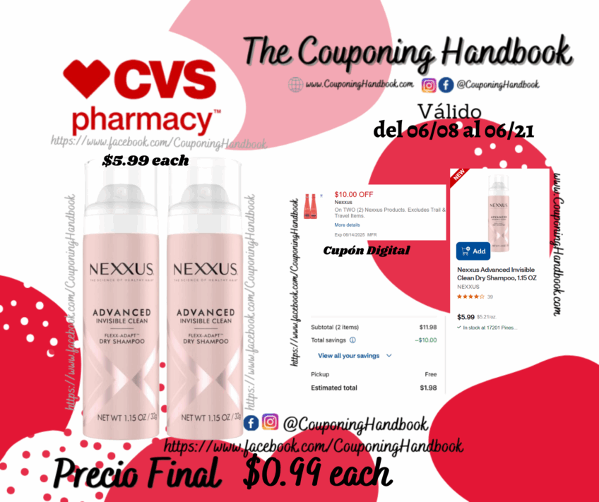 Nexxus Advanced Invisible Clean Dry Shampoo, 1.15 OZ por $0.99