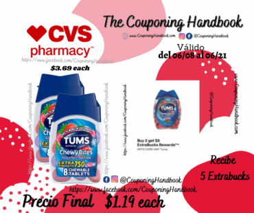 TUMS Antacid Chewy Bites Chewable Tablets, 8 Count por $1.19