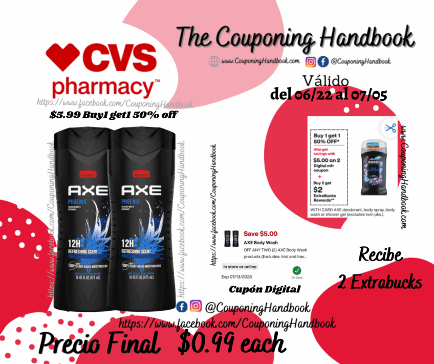 AXE Body Wash for Men, 16 OZ por $0.99