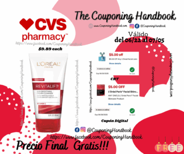 Face Wash L’Oreal Paris RevitaLift Radiant Smoothing Cream Cleanser, 5 OZ Gratis