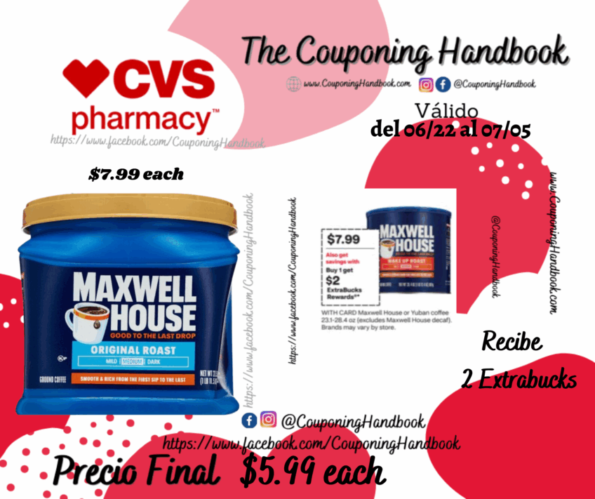 Maxwell House Original Roast Medium Ground Coffee, 27.50 oz por $5.99