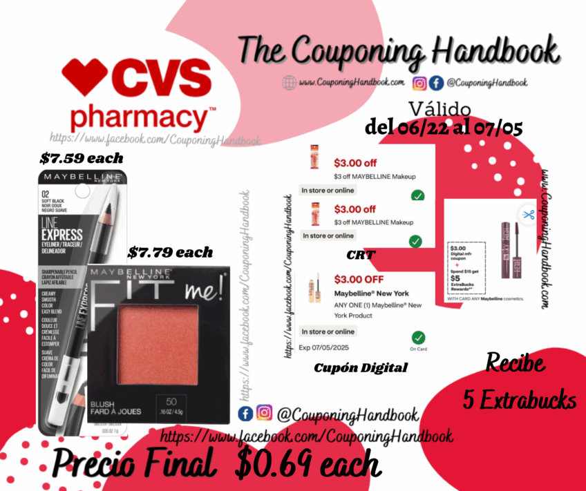 Productos Maybelline por $0.69