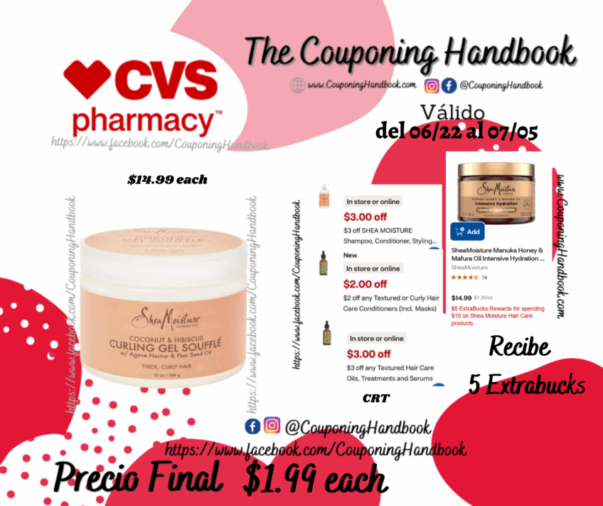 SheaMoisture Coconut & Hibiscus Curling Gel Souffle, 12 OZ por $1.99