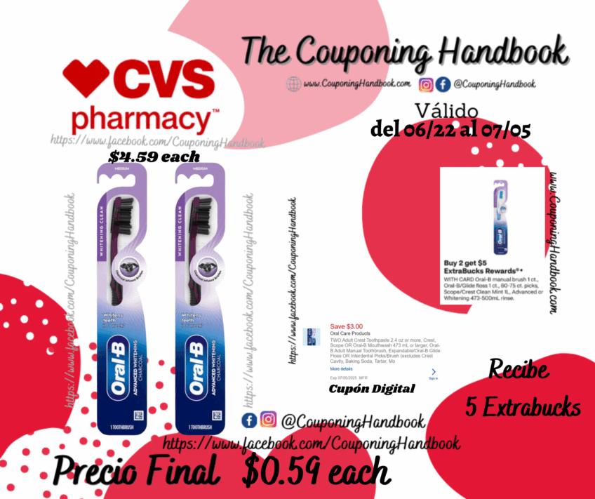 Oral-B Charcoal Whitening Toothbrush, Soft Bristle, Single Pack por $0.59