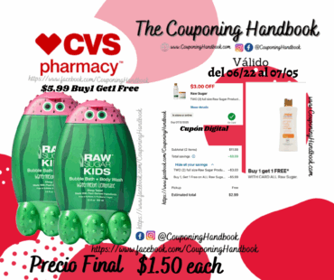 Raw Sugar Kid’s 2 in 1 Body Wash & Bubble Bath Watermelon Lemonade por $1.50