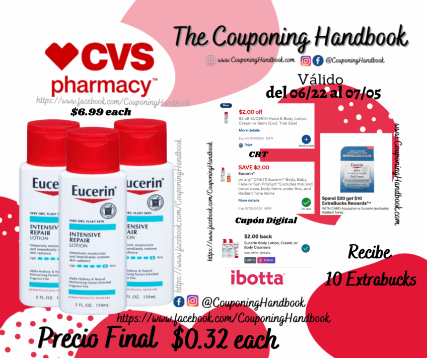 Eucerin Intensive Repair Very Dry Skin Lotion por $0.32