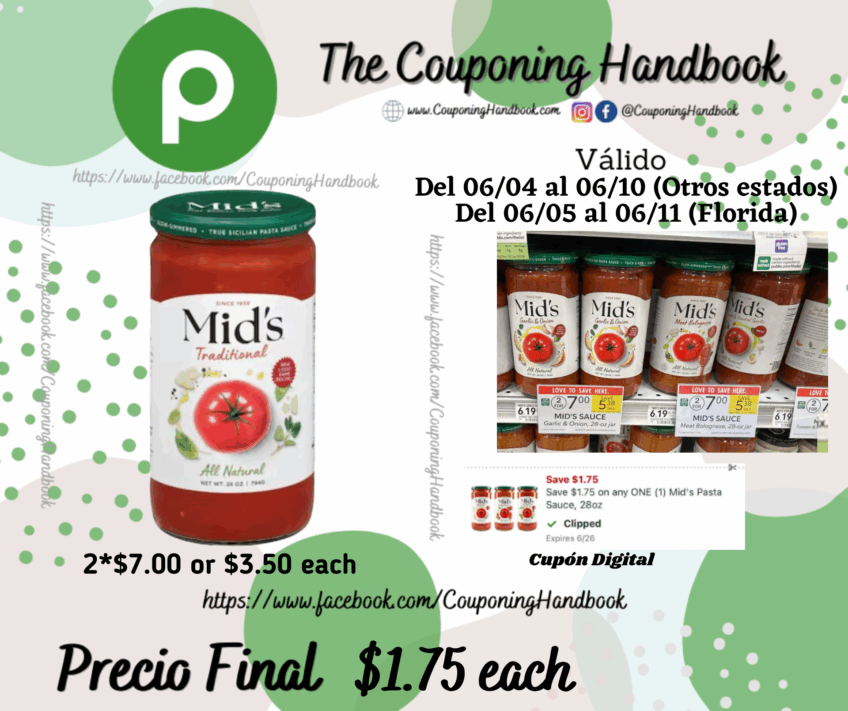 Mid’s Pasta Sauce, Traditional por $1.75