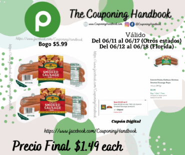 Eckrich Skinless Smoked Sausage por $1.49