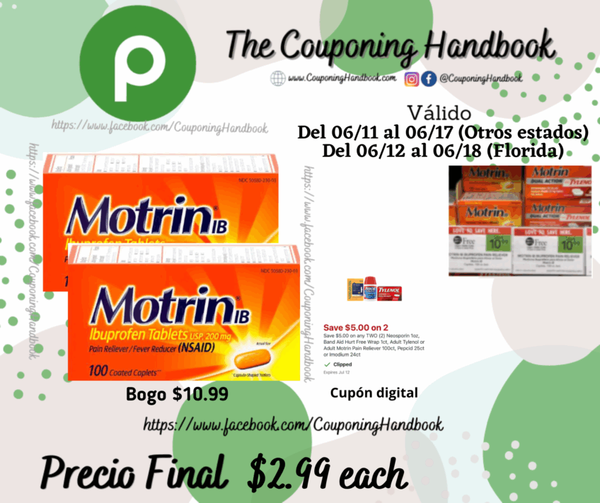 Motrin Ibuprofen, 200 mg, Coated Caplets por $2.99