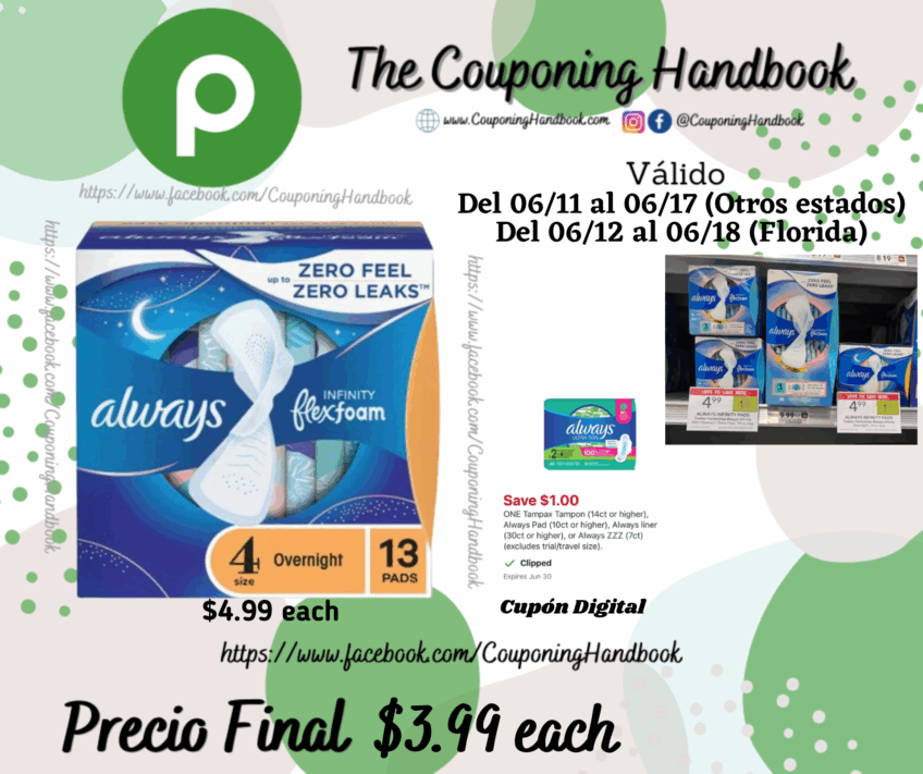 Always Infinity Overnight Pads, Size 4, 13ct por $3.99