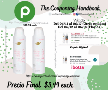 Dove Deodorant Spray, Whole Body por $3.49