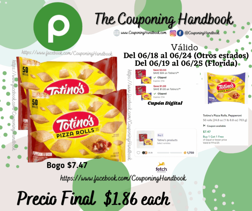 Totino’s Pizza Rolls por $1.86