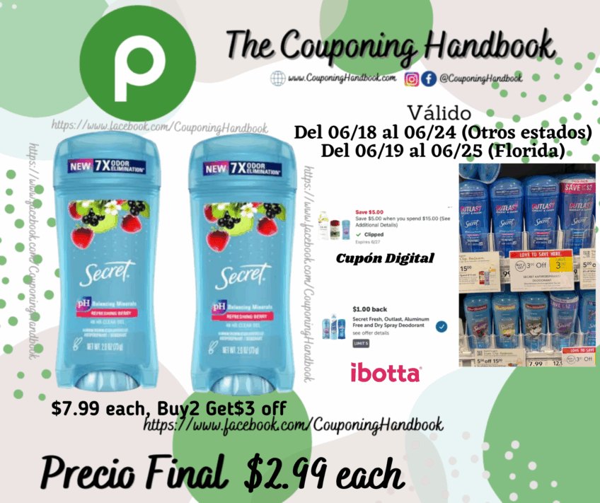 Secret Antiperspirant/Deodorant, Clear Gel por $2.99