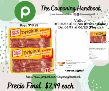 Oscar Mayer Naturally Hardwood Smoked Bacon por $2.99