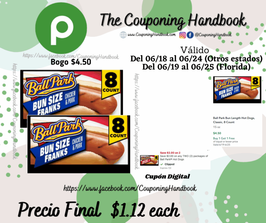 Ball Park Bun Length Hot Dogs, Classic, 8 Count por $1.12