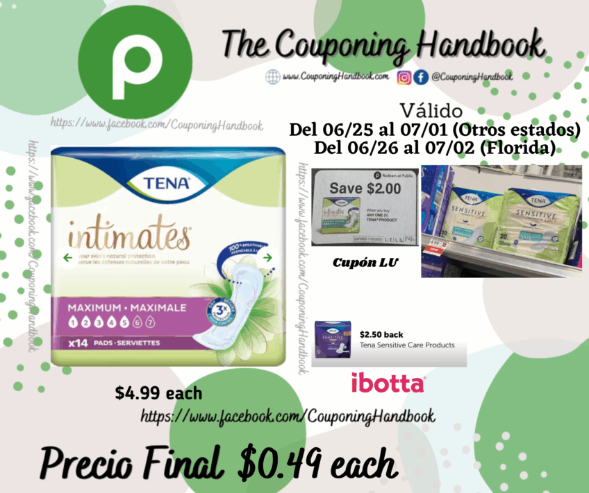 Tena Women’s Pads & Liners, Pads 14 Count por $0.49