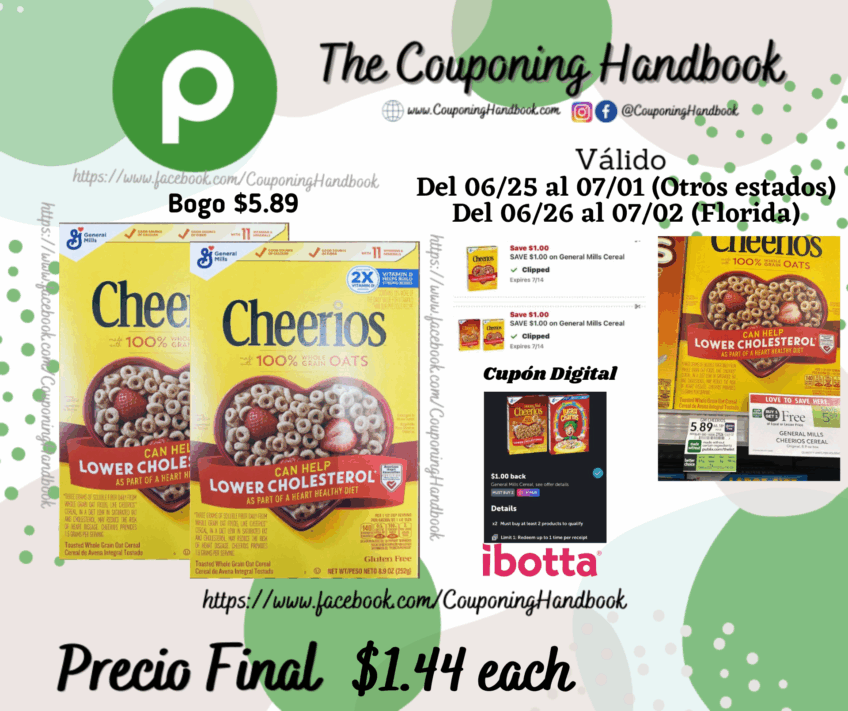 General Mills Cheerios Toasted Whole Grain Oat Cereal 8.9oz por $1.44