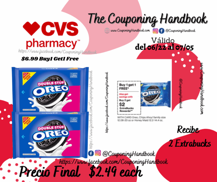 OREO, Double Stuf Chocolate Sandwich Cookies, Family Size, 18.71 oz por $2.49