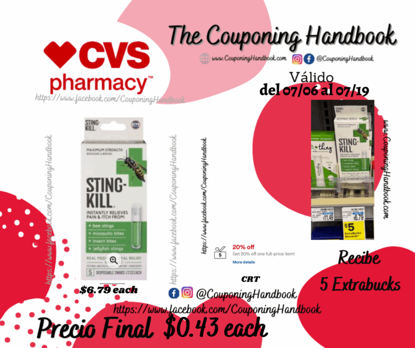 Sting-Kill Disposable Swabs Maximum Strength por $0.43